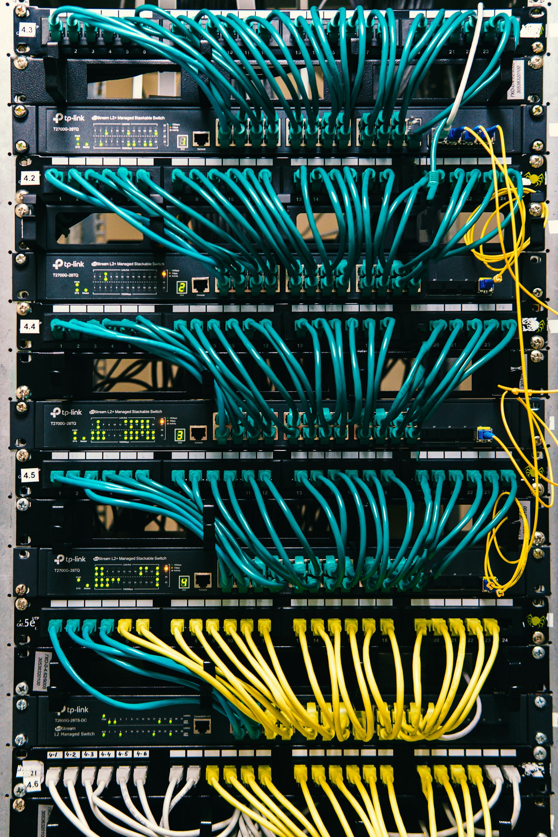 Server racks and cabling inside a data centre
